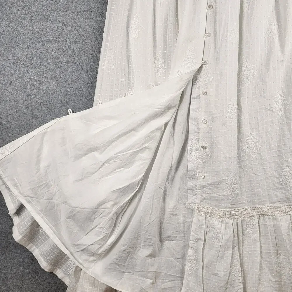 Rachel Zoe White Maxi Dress Lace Eyelet Boho Size 8 - Picture 5 of 13